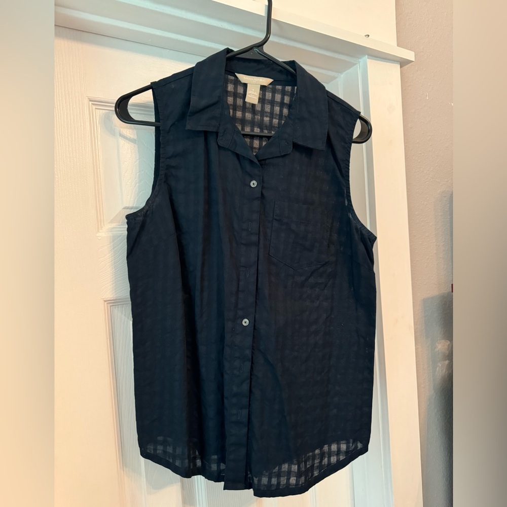 Navy button down